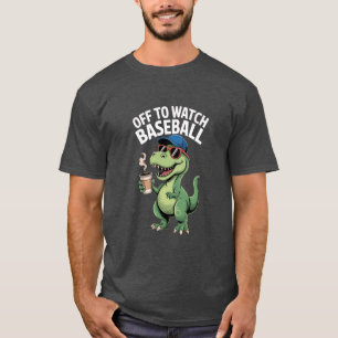 Dinosaur trinkt Kaffee, um Baseball zu schauen Tee