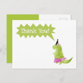 Dinosaur Tutu Vielen Dank Note Card Ballerina Dino Einladungspostkarte (Vorne/Hinten)