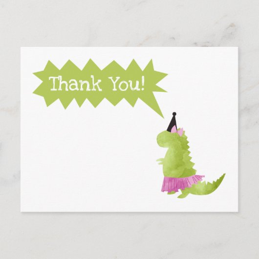 Dinosaur Tutu Vielen Dank Note Card Ballerina Dino Einladungspostkarte (Vorderseite)