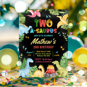 Dinosaur Two-A-Saurus 2. Geburtstags-Party Einladung