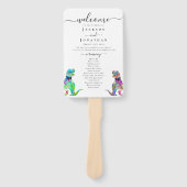 Dinosaur Two Grooms Gay Wedding Ceremony Fächer (Vorderseite)