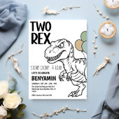 Dinosaur Two rex Boy 2st Birthday Party Invit Einladung