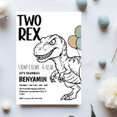 Dinosaur Two rex Boy 2st Birthday Party Invit Einladung
