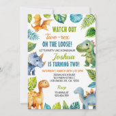 Dinosaur Two-Rex Geburtstagseinladung Einladung (Vorderseite)