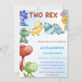 Dinosaur Two Rex Geburtstagsparty Einladung (Vorderseite)