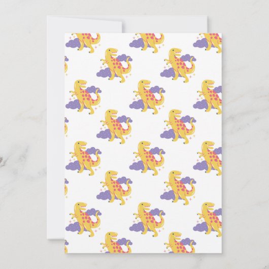 Dinosaur Two Rex Niedlich Girls 2. Rosa Party Einladung (Rückseite)