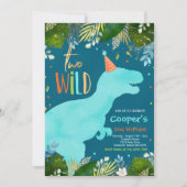 Dinosaur Two Wild Birthday Boy Dinosaur Geburtstag Einladung (Vorderseite)