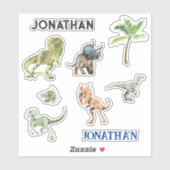 Dinosaur Tyrannosaurs T-rex Raptor Watercolor Aufkleber (Blatt)