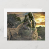 Dinosaur Tyrannosaurus Gorilla Fantasy Scene Postkarte (Vorne/Hinten)