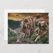 Dinosaur Tyrannosaurus Gorilla Fantasy Scene Postkarte (Vorne/Hinten)