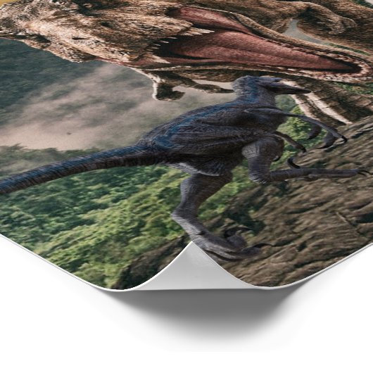 Dinosaur Tyrannosaurus Gorilla Velociraptor Poster (Ecke)