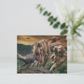 Dinosaur Tyrannosaurus Gorilla Velociraptor Postkarte (Stehend Vorderseite)