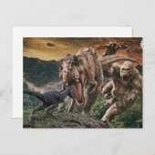Dinosaur Tyrannosaurus Gorilla Velociraptor Postkarte (Vorne/Hinten)