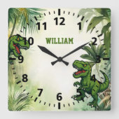 Dinosaur Tyrannosaurus Rex-Dschungel Quadratische Wanduhr (Vorderseite)