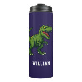 Dinosaur Tyrannosaurus Rex Name blau grün Thermosbecher (Vorderseite)