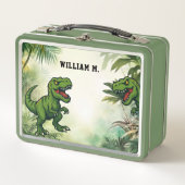 Dinosaur Tyrannosaurus Rex name jungle Metall Brotdose (Vorderseite)
