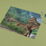Dinosaur Tyrannosaurus Spinosaurus Puzzle<br><div class="desc">Dieses Design kann durch Auswahl der Option Design bearbeiten personalisiert werden. Sie können auch auf andere Gegenstände übertragen. Kontaktieren Sie mich unter colorflowcreations@gmail.com oder nutzen Sie die Chat-Option oben auf der Seite, wenn Sie dieses Design auf einem anderen Produkt haben möchten oder Hilfe benötigen. Sehen Sie mehr von meinen Designs...</div>
