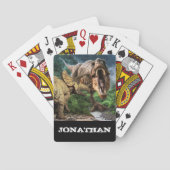 Dinosaur Tyrannosaurus Triceratops Angriff Spielkarten (Rückseite)