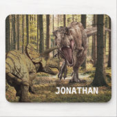 Dinosaur Tyrannosaurus Triceratops Personalisiert Mousepad (Vorne)