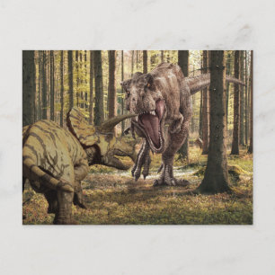 Dinosaur Tyrannosaurus Triceratops Postkarte