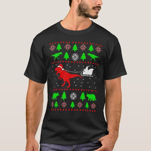 Dinosaur Ugly Christmas Sweater  for adults kids 1 T-Shirt (Vorderseite)