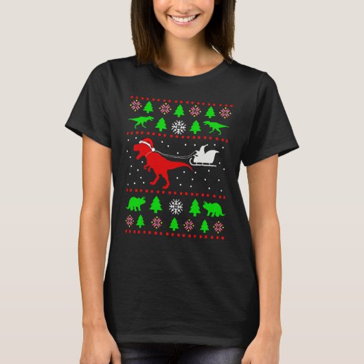 Dinosaur Ugly Christmas Sweater for adults kids 1 T-Shirt (Vorderseite)