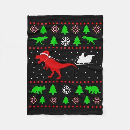 Dinosaur Ugly Christmas Sweater For Adults Kids  Fleecedecke (Vorderseite)