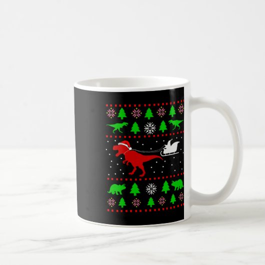 Dinosaur Ugly Christmas Sweater For Adults Kids Kaffeetasse (Rechts)