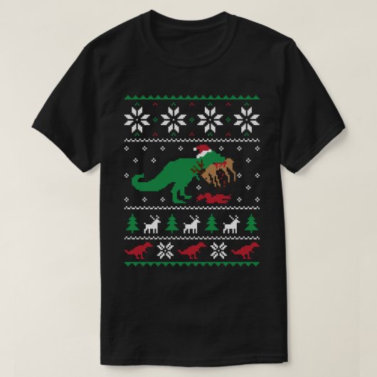 Dinosaur Ugly Christmas Sweater - Funny Christmas T-Shirt (Design vorne)