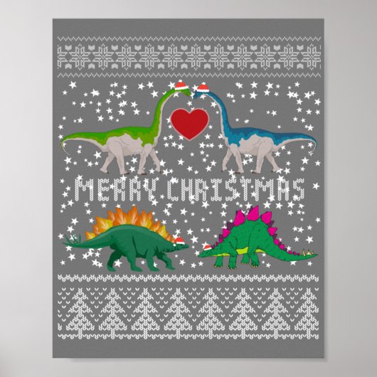 Dinosaur Ugly Christmas Sweater Funny Xmas Geschen Poster (Vorne)