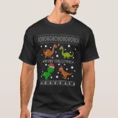 Dinosaur Ugly Christmas Sweater Funny Xmas Geschen T-Shirt (Vorderseite)