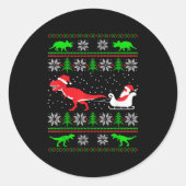 Dinosaur Ugly Christmas Sweater Weihnachten Runder Aufkleber (Vorderseite)