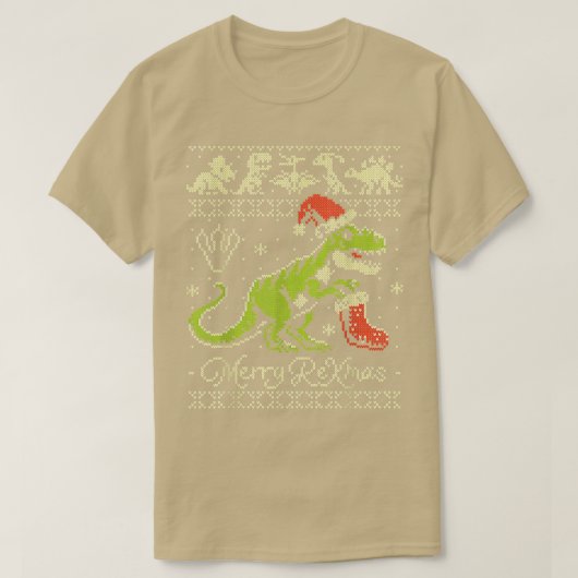 Dinosaur Ugly Christmas SweaterFunny Christmas T-Shirt (Design vorne)