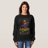 Dinosaur Ugly Santa Riding Dinosaur Christmas Sweatshirt (Vorne ganz)