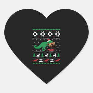 Dinosaur Ugly Weihnachtsfest Herz-Aufkleber