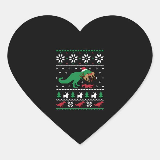 Dinosaur Ugly Weihnachtsfest Herz-Aufkleber (Vorderseite)