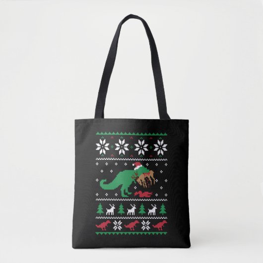 Dinosaur Ugly Weihnachtsfest Tasche (Vorderseite)