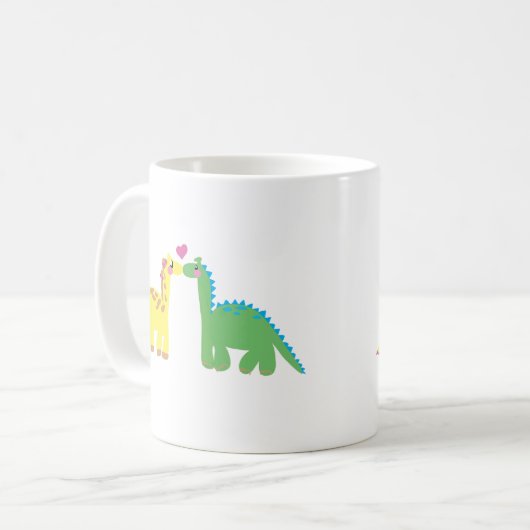DINOsaur und ein GIRAFFE Kaffeetasse (Vorderseite Links)