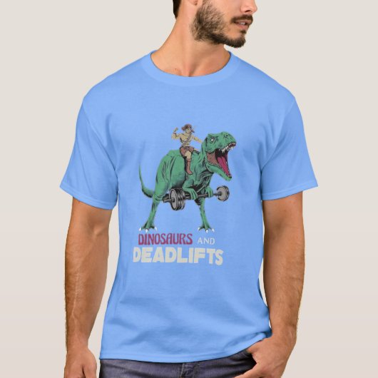 Dinosaur und Mädchen mit Langhantel T-Shirt (Vorderseite)