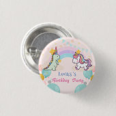 Dinosaur Unicorn Regenbogengradientengeburt Geburt Button (Vorne & Hinten)