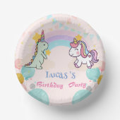 Dinosaur Unicorn Regenbogengradientengeburt Geburt Pappteller (Vorderseite)