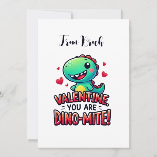 Dinosaur Valentine Card für Kinder Feiertagskarte (Vorderseite)