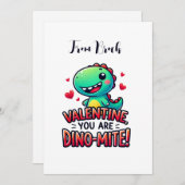 Dinosaur Valentine Card für Kinder Feiertagskarte (Vorne/Hinten)