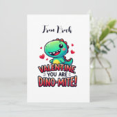 Dinosaur Valentine Card für Kinder Feiertagskarte (Stehend Vorderseite)