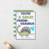 Dinosaur Valentine Card für Kinder Freund-Osaurus Mitteilungskarte (Vorderseite/Rückseite Beispiel)