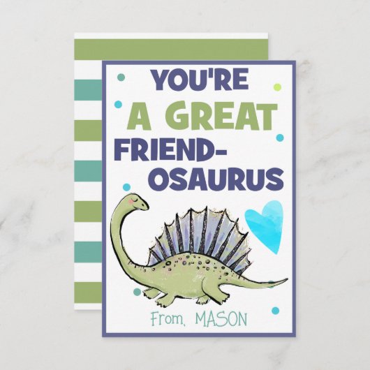 Dinosaur Valentine Card für Kinder Freund-Osaurus Mitteilungskarte (Vorne/Hinten)