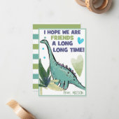Dinosaur Valentine Card für Kinder Freunde Mitteilungskarte (Vorderseite/Rückseite Beispiel)