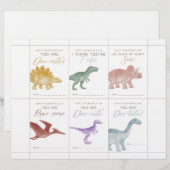 Dinosaur Valentine Cards for Kids Briefbogen (Vorne/Hinten)