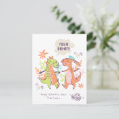 Dinosaur Valentine Classroom Holiday Card Feiertagskarte (Stehend Vorderseite)