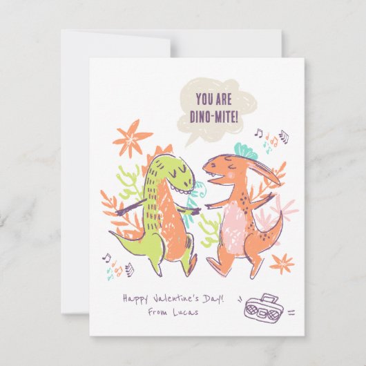Dinosaur Valentine Classroom Holiday Card Feiertagskarte (Vorderseite)